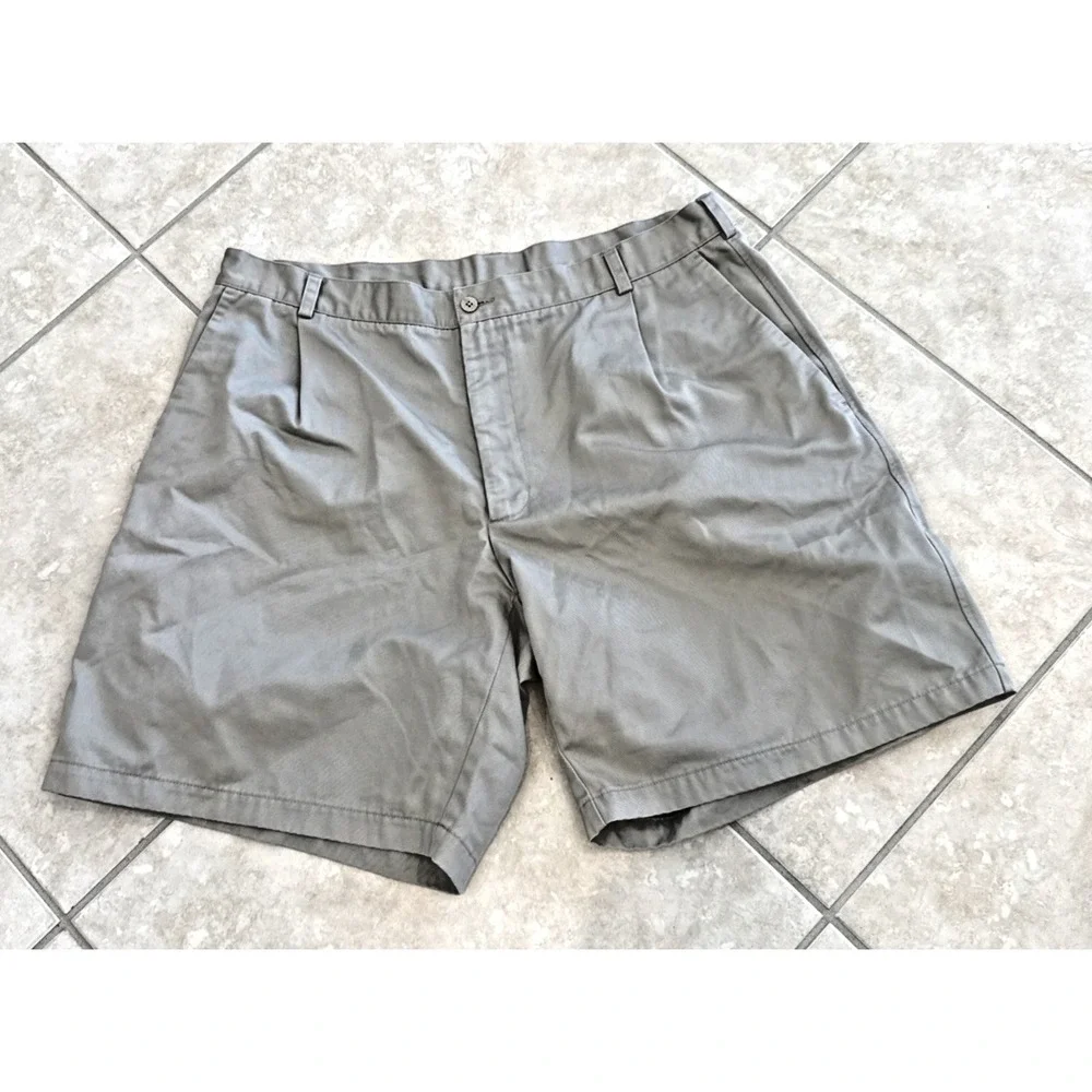 Nike Golf Shorts Mens 40 Tan Khaki Pleated Dri-FIT Cotton Blend Casual 8